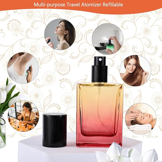 Perfume Bottles Empty Glass Atomizer Sprayer, 3 Pack 30ml Refillable Travel Spray Bottle for Fragranc or Essential Oil, Portable Cologne Atomizers with Dispensing Kit for Handbag, Date