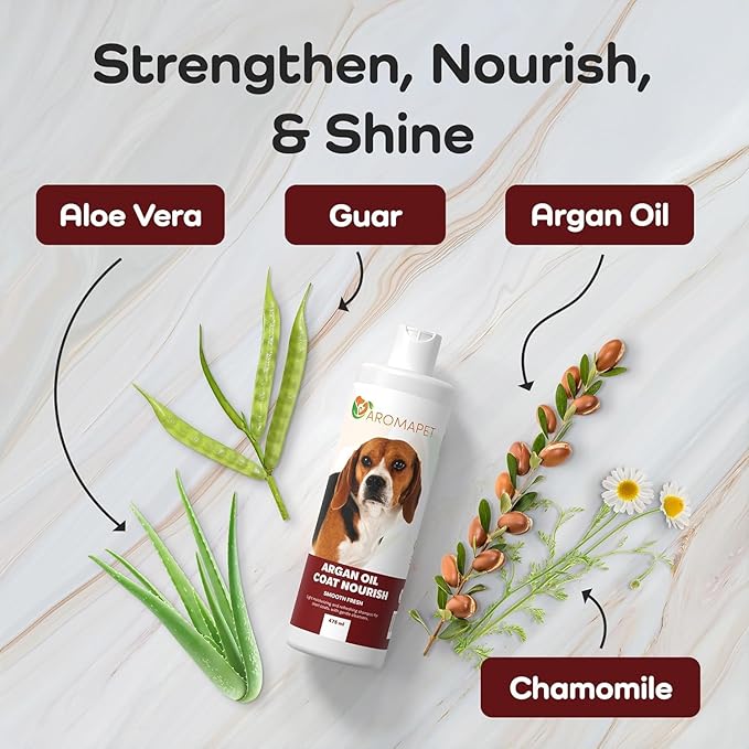 Argan Oil Coat Nourish Dog Shampoo - Deodorizing Dog Shampoo with Chamomile - Great for Beagle, Short Coats & Sensitive Skin - Hypoallergenic Light moisturizing with Gentle cleansers.