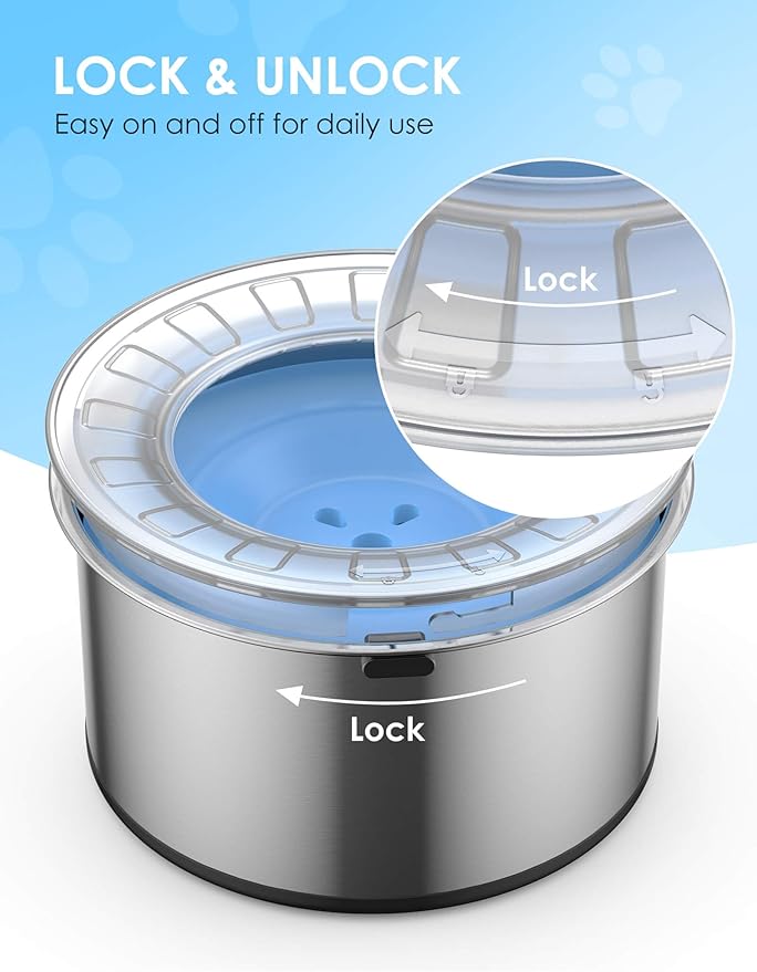 1Gallon Large Dog Water Bowl No Spill, [Anti Digging Lid & Rubber Bottom] Spill Proof Dog Bowl, Anti Splash Mess Dripless Slow Drinking Stainless Steel Water for Sloppy Messy Drinkers Car