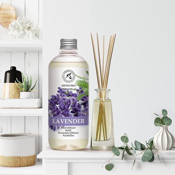 Lavender Reed Diffuser Refill 17 Fl Oz - 500ml - Lavanda Refill - Wardrobe Freshener - Home Fragrance Oil - Air Freshener - Aromatherapy - Essential Lavender Oil Diffuser - Diffuser Refill