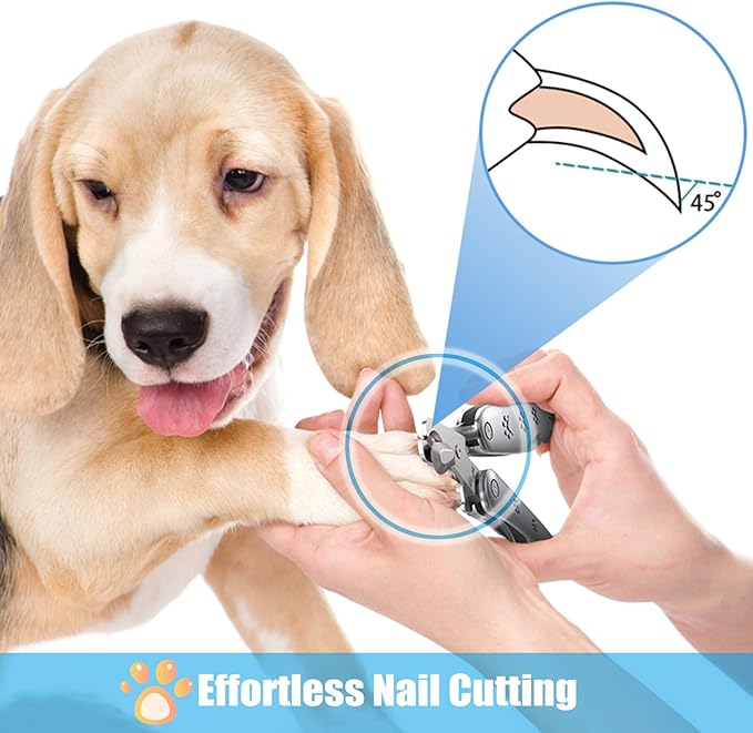2025 Quiet Design Nail Clippers for Anxiety Sensitive Dogs, Sharp Blade Cut Through Thick Nail Smoothly, 3 in 1 Compact Build-in Nail File & Comb, Heavy Duty Manual Professional Dog Nail Clipper