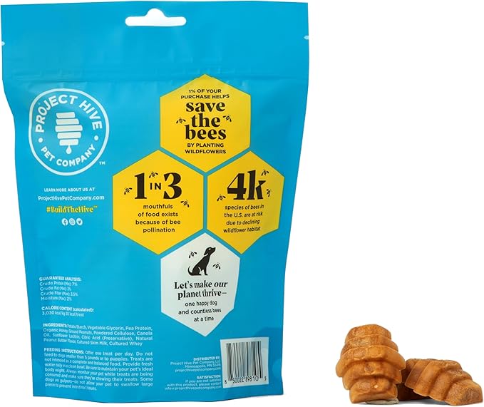 Hive Treats for Dogs Ñ Healthy, Non-GMO Project Verified, Natural Peanut Butter Flavored, Natural, Vegetarian Chews, Made in The USA (Hive Chews, Small Breeds)