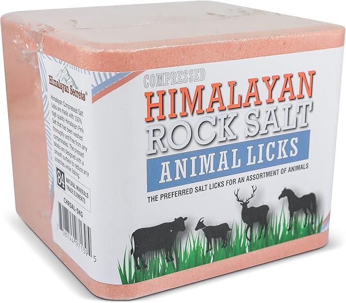 Himalayan Secrets Compressed Pink Salt Lick for Livestock and Wildlife Animals, Pure & Natural Feed Salt Block, Minerals & Trace Elements, No Additives, 11LB (5KG)