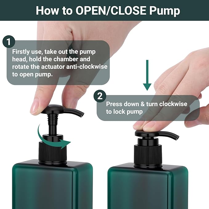 Suream 9.5oz Refillable Pump Press Bottles, Plastic Shampoo and Conditioner Dispenser, 280ml Reuable Cosmetic Empty Bottle, Bathroom Countertop Shower Dispensers for Body Wash, Hand Sanitizer, 3Pack