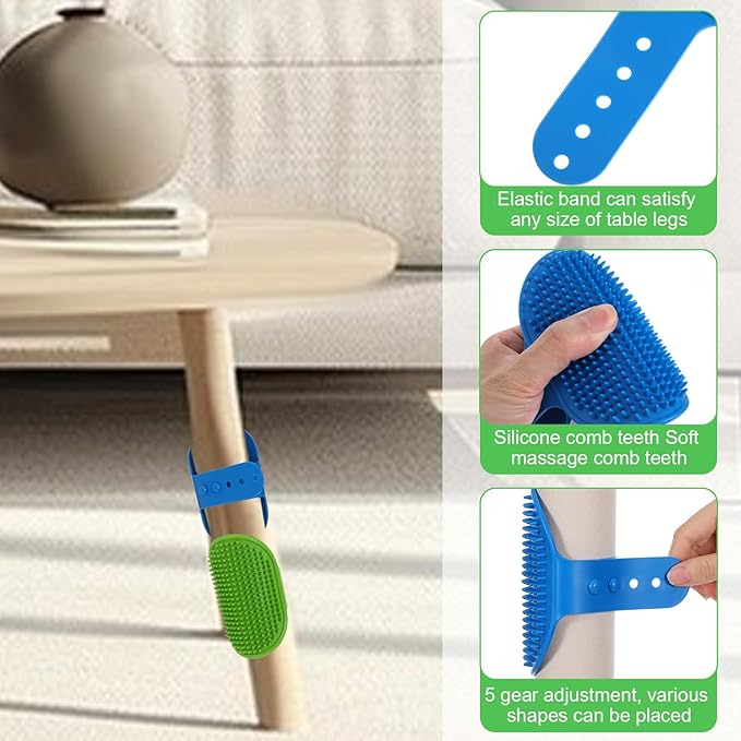 4Pcs Cat Self Groomer for Indoor Cats, Softer Cat Head Scratcher & Face Scratchers, Adjustable Cats Grooming Brush for Climbing Frames & Table Legs, Short/Long Hair Meow Interactive Massager Toy