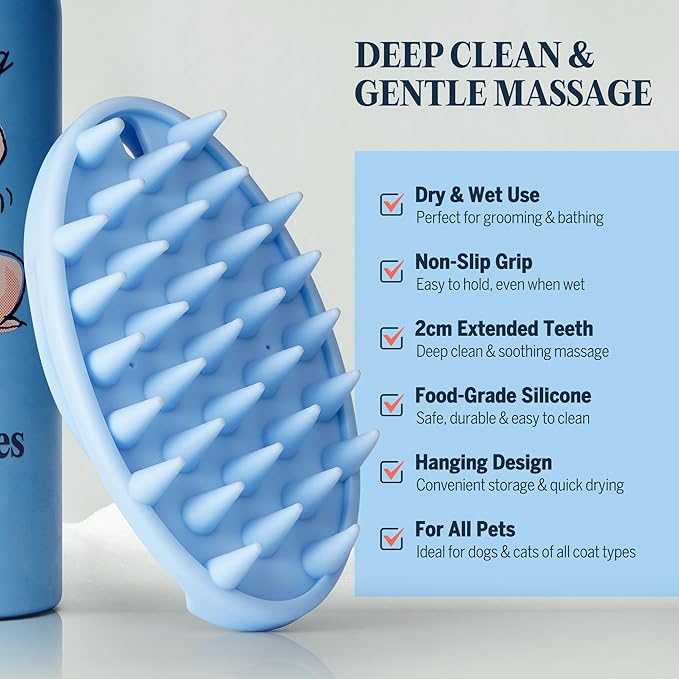 FLYDOG Dog Shampoo Itchy Skin Relief - Honeysuckle Anti Itch Dog Shampoo for Dogs with Sensitive Skin, Hypoallergenic Pet Shampoo for Controls Flaking & Odors, Reduces Shedding(400ml+Brush)