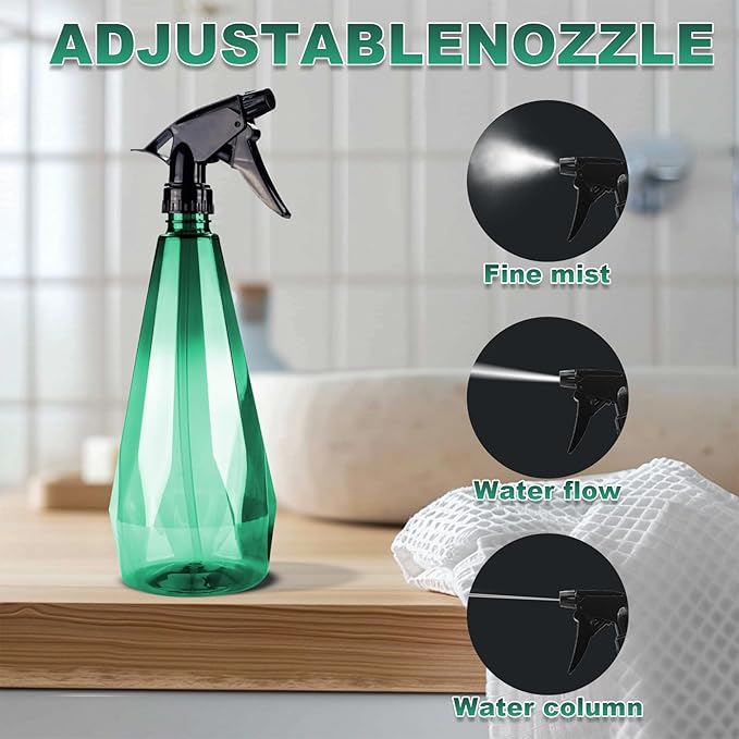 Amber Spray Bottle Cleaning Spray Bottles,Healthy Plastic, 32oz Spray Bottle For Hair&Hand&Clothe&Bathroom&Plant, Empty Mister Refillable Spray Bottles With ET,Essential Oil,Water,etc.(2 pack)