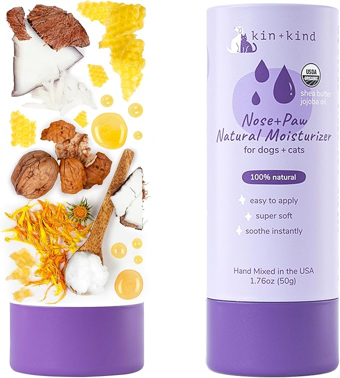 kin+kind Organic Dog and Cat Nose and Paw Balm Stick - 1.76oz Shea Butter - Dog Supplies