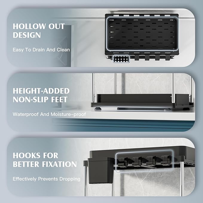 2 Pack Under Sink Organizer, 2 Tier Under Sink Organizers and Storage for Kitchen Bathroom, Height Adjustable Cabinet Organizer with Two Slide-Out Drawers,Black