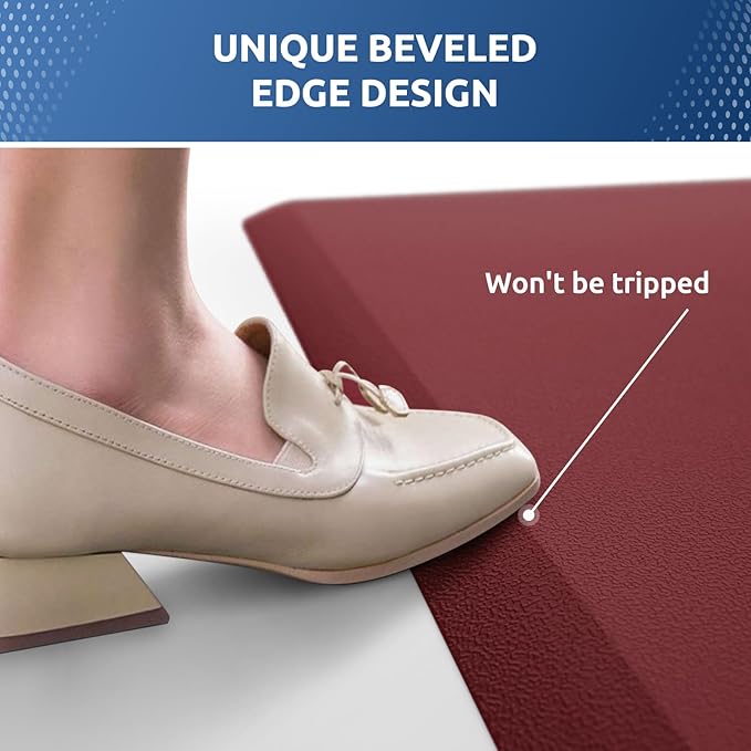 KitchenClouds Kitchen Mat Cushioned Anti Fatigue Kitchen Rug 17.3"x39" Waterproof Non Slip Kitchen Rugs and Mats Standing Desk Mat Comfort Floor Mats for Kitchen House Sink Office (Red)