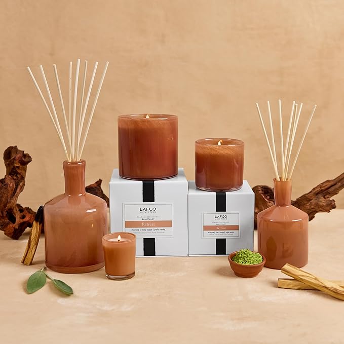 LAFCO New York Classic Candle, Retreat - 6.5 oz - 50-Hour Burn Time - Reusable, Hand Blown Glass Vessel - Made in The USA