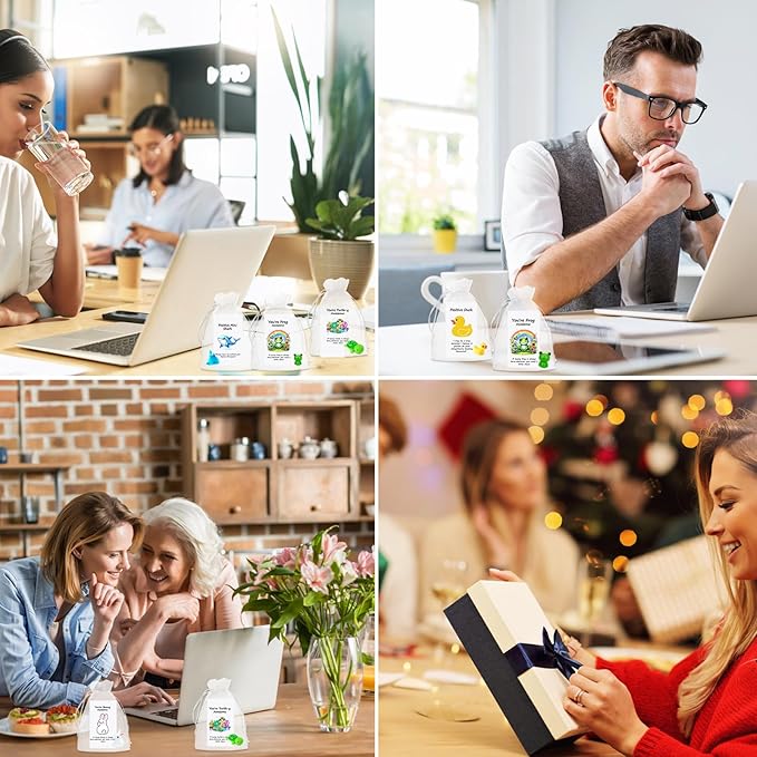 20 Set Employee Appreciation Gifts Bulk for Thank You Staff Back to School Student Teacher Office Coworker Nurse Pocket Gift Favors Animal Pun Inspirational Note Cards Turtle Shark Frog Duck Favors