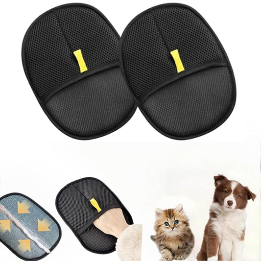 2-Pack Washable Pet Grooming Gloves – Electrostatic Deshedding Mitts for Dogs & Cats, Removes Fur from Furniture, Couches, Beds, Car Seats & Clothes – Reusable Cleaning Tool..