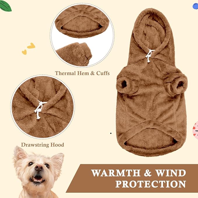 3XL Dog Sweaters for Large Dogs,Dog Hoodie,Warm Fuzzy Fleece Sweatshirt with Hood & Pocket,Leash Hole,Cozy Cold Weather Pet Clothes Sweater Hoodie for Large Dogs(Coffee,3XL)