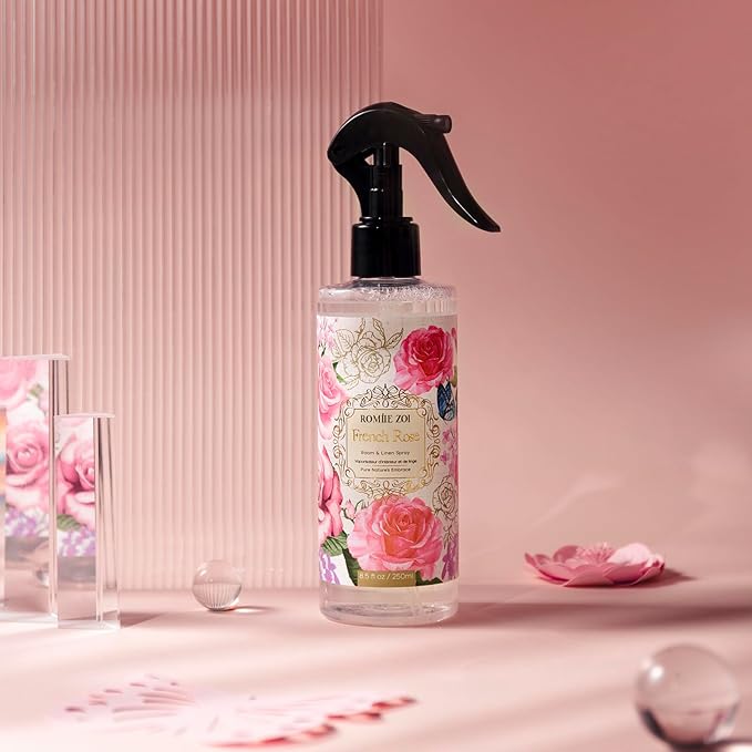ROMIIE ZOI Linen & Room Air Freshener Spray Room Mist, with Natural Plant Extract, Rose Scent, 8.5 FL OZ.