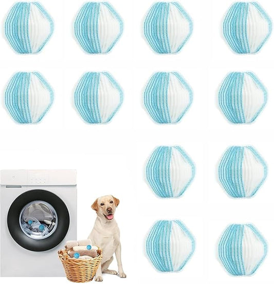 12PCS Pet Hair Remover for Laundry – Reusable Dog & Cat Hair Catcher Balls for Washer & Dryer, Lint & Fur Collector, Washing Machine Hair Remover (Red+Blue)