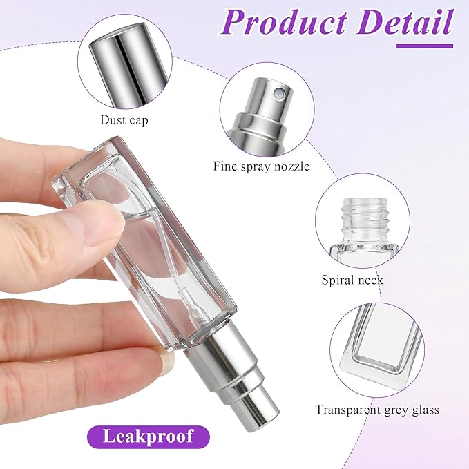 9 ML Empty Perfume Bottles, 12 Pcs Mini Glass Refillable Perfume Atomizer, Leak-proof Fragrance Bottles with Fine Mist Sprayer, Portable Perfume Bottle, Perfume Atomizer for Men and Women