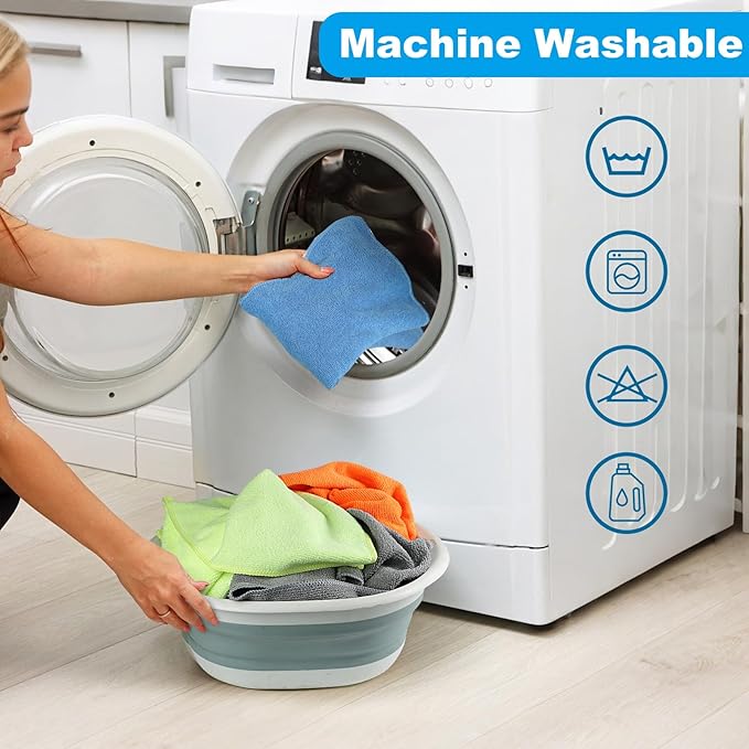 Microfiber Cleaning Cloths – 50 Pack, 15"x15" Ultra Soft, Lint-Free, Quick-Dry Towels for Cleaning Car, Home, Kitchen & Garage – Reusable Microfiber Rags