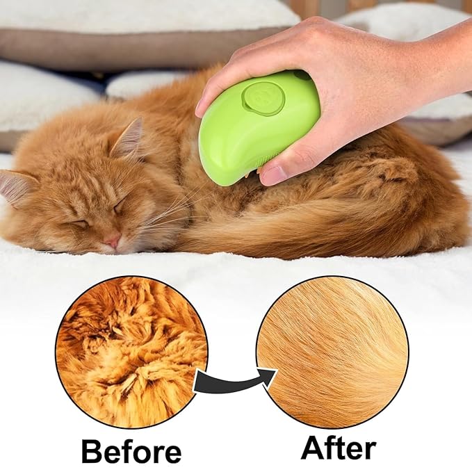 Steamy Cat Brush, Steamy Brush for Massage, Pet Hair Removal Comb for Cat and Dog (Banana)