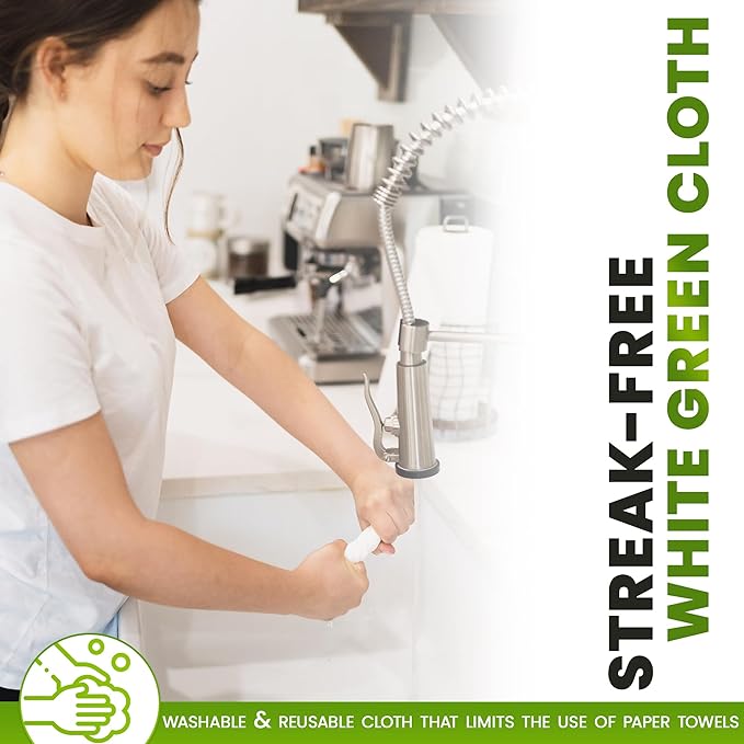 4-Pack Reusable Cleaning Cloths for Streak-Free Windows, Mirrors & All-Purpose Use – Chemical-Free, Absorbent, Non-Abrasive, 16" x 16" White Cleaning Rags, Made in The USA