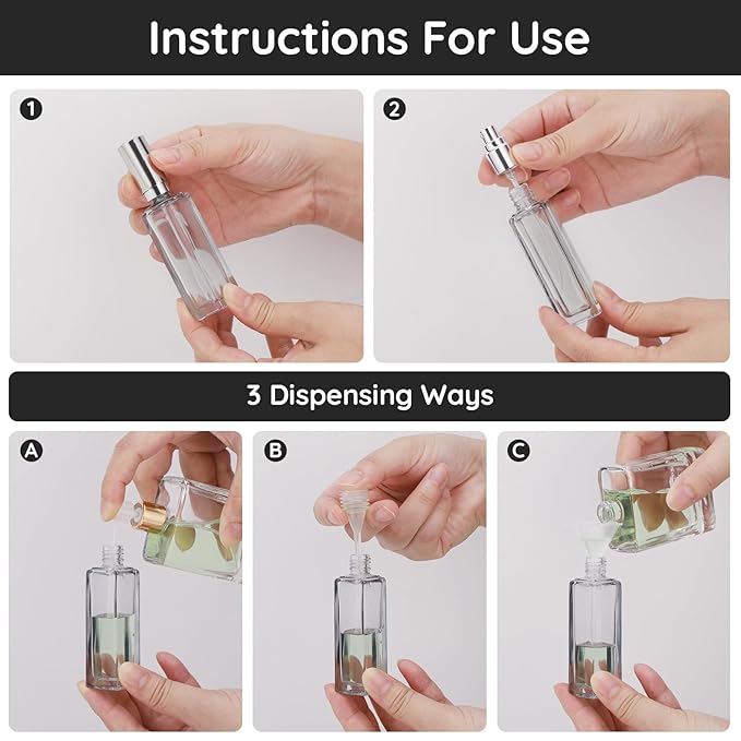 Segbeauty 20ml Refillable Perfume Bottle Travel, 2pcs Empty Glass Spray Bottles Atomizer, Mini Pocket Leakproof Fine Mist Sprayer for Perfume Cologne Dispenser Fragrance Container Set Travel Accessory