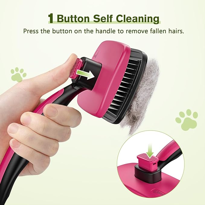 Pecute Self-Cleaning Slicker Brush for Dogs, Cats, Lightweight Dog Brush for Shedding Massaging Grooming, Cat Brush Gently Removes Loose Fur Undercoat for Small Dogs Cats Rabbits of All Hair Types