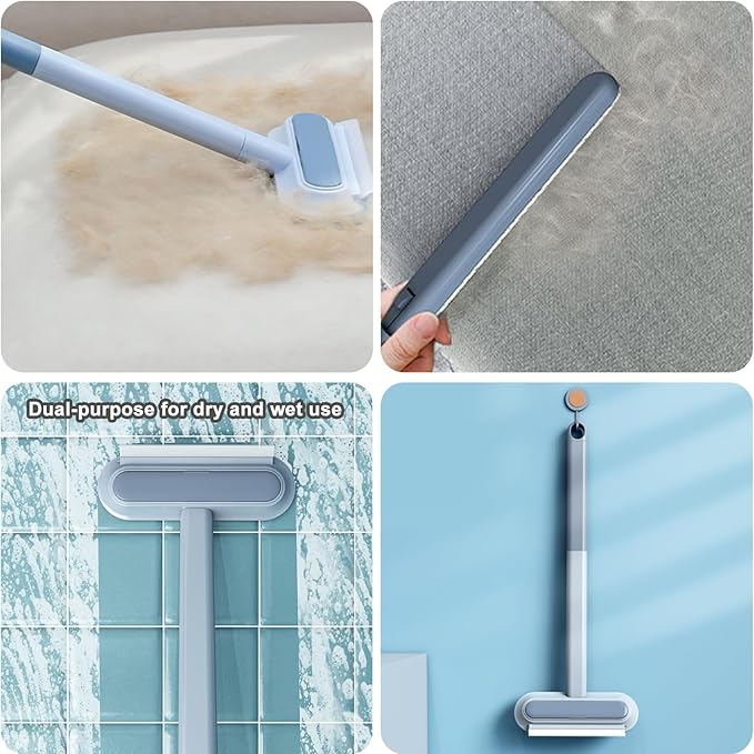 24'' Multifunctional Pet Hair Remover & Window Screen Cleaner, 4-in-1 Reusable Lint Brush with Extra Long Handle & Storage Hook, Gentle on Couch, Carpets, Bedding, Car Seats, Laundry for Cat Dog Hair