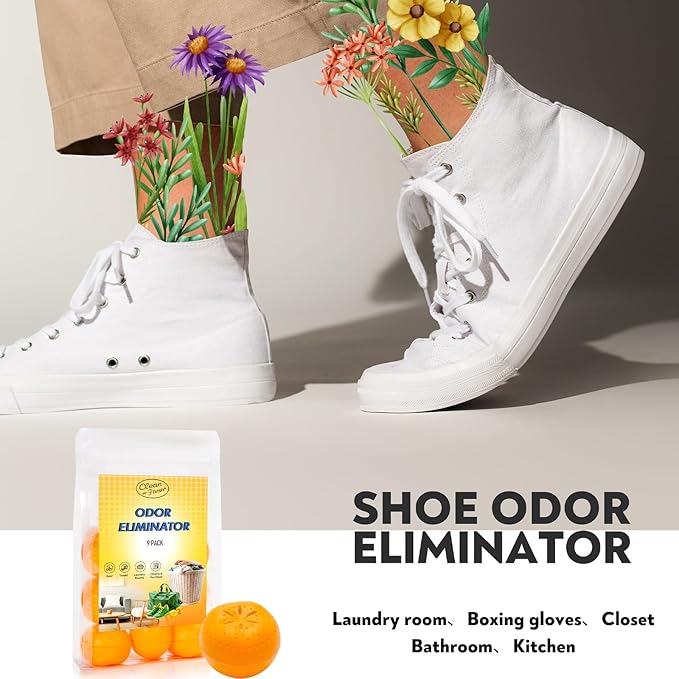 9 Pack Baking Soda Deodorizers, Shoe Deodorizer Balls, Air Freshener for Home, Odor Eliminator for Closets Bathroom Pets, Up to 180 Days