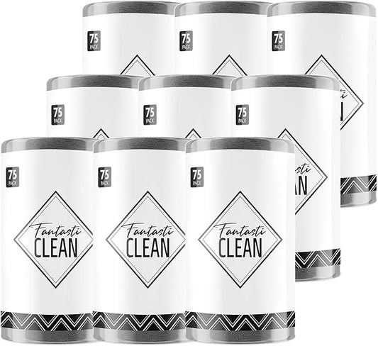 Fantasticlean Microfiber Cleaning Cloth Roll -675 Pack, Tear Away Microfiber Towels, 12" x 12", Reusable, Washable, Ultra Absorbent for Car, Home Supplies, Shop (9 Rolls of DimGray)