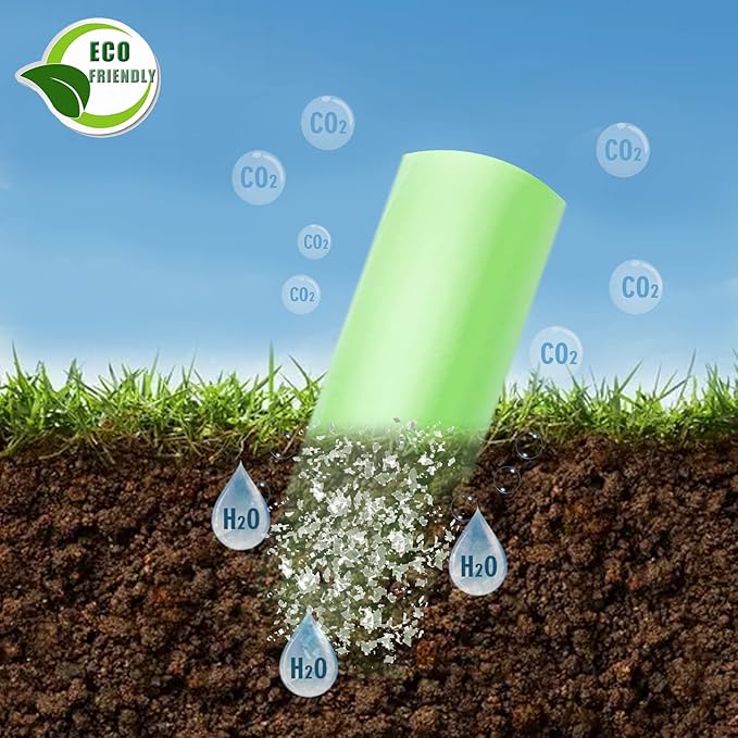 Inwaysin Medium Compostable Trash Bags - 8 Gallon, 30L (Clear Green, 20 Count Pack of 5) - Budget-Friendly Replacement for Simple Human H/J/G Trash Bags