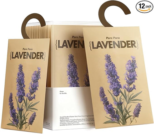 12 Packs Lavender Potpourri Scented Sachets for Closet & Drawer【Deodorizer for Stagnant Air】，Long Lasting Hanging Paper Air Fresheners and Odor Eliminator for Clothes