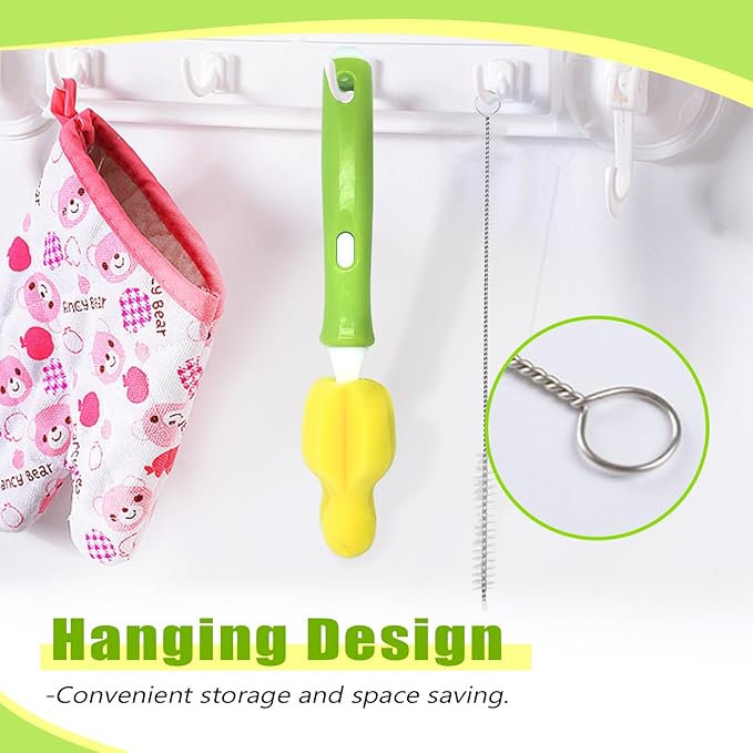 INVODA 24 Piece Sponge Nipple Bottle Brushes, Baby Bottle Brush with Nipple Cleaner, Replacement Heads and Straw Brushes