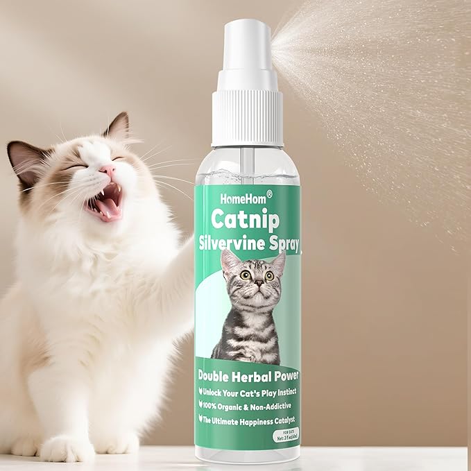 Catnip Spray with Silvervine, 100% Natural Dual-Plant Formula for Cats & Kittens,Renew Toys & Train Kittens Indoor & Outdoor - 2 oz