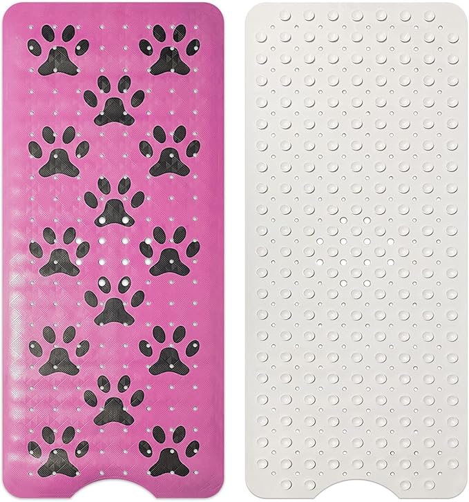 Dog Bath Mat for Tub -Non-Slip Bath Pad for Pet Dogs-Shower Non-Slip Mat Quick Drain Dog Shower Accessory pad Supplies 39.4x15.7 Inches (Pink)