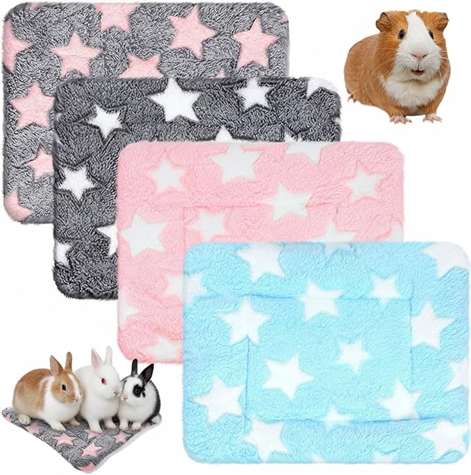 Jetec 4 Pcs Guinea Pig Pee Pads Washable 10 x 11 Inch Guinea Pig Bed Pads Plush Small Animal Beds for Indoor Rabbit Hamster Squirrel Hedgehog Chinchilla Ferret