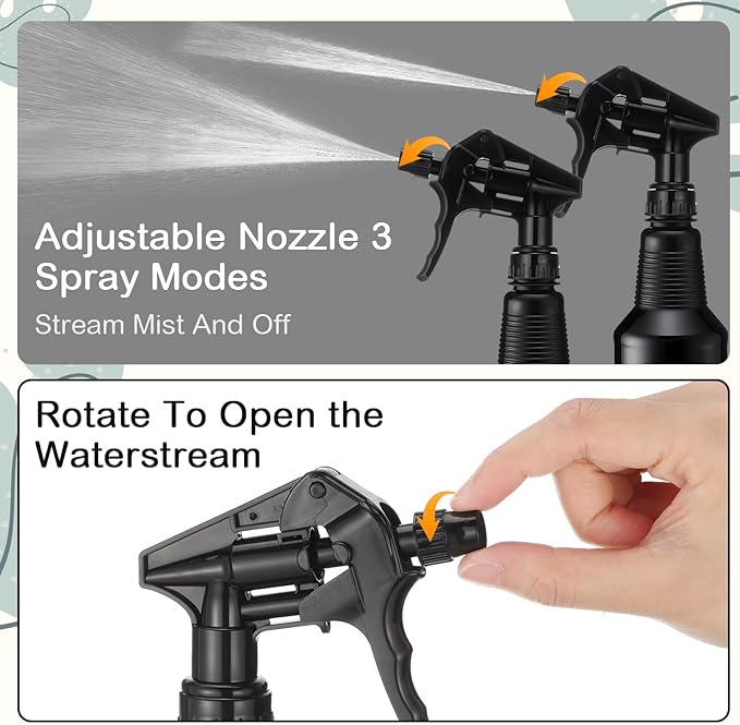 Honeydak 3 Pack Plastic Spray Bottles Black 17 oz Heavy Duty Opaque Spray Bottles UV Light Blocking Refillable Reusable Leak-proof Sprayers for Cleaning Solution Kitchen Garden Home Plant