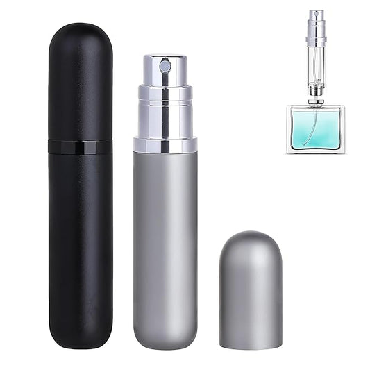 Travel Refillable Perfume Atomizer Bottle 2-Pack 5ml Leakproof Travel Perfume Refillable Bottle (Black & Gray)