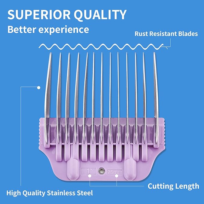 25MM 1Inch Pet Grooming Clipper Attachment Guard Comb, for Wide A5 Blades, Compatible with Andis, Conair, Wahl, Laube, Thrive, Bucchelli, or other A5 Series, Only Fit for 10W/15W/30W Wide Blade