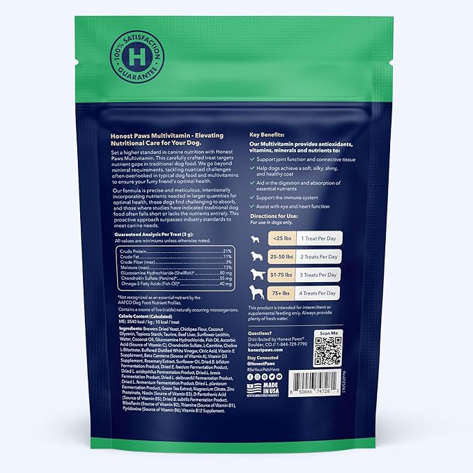 Honest Paws Probiotics for Dogs & Dog Multivitamin - Glucosamine Chondroitin for Joint Health - Allergies, Immunity, Gut Health - Digestive and Skin & Coat Support