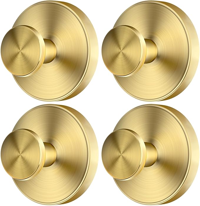 2025 Upgraded Drill-Free Suction Cup Hooks, Stainless Steel Suction Cup Hooks for Shower, Mirror, Wall, Bathroom, Glass, Hanging Towels - 4 Pack, Gold