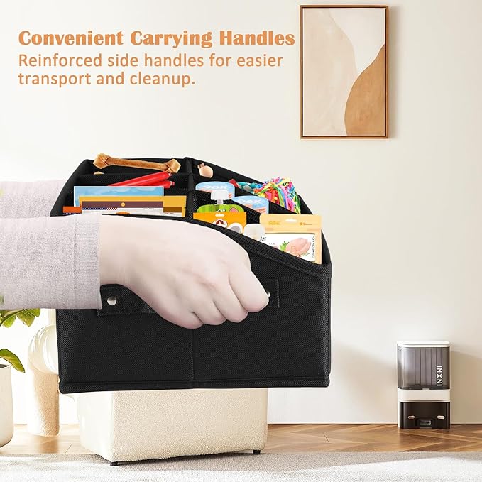 2-Pack Dog Storage Organizer, Collapsible Cat Treats Container with Dividers, Dog Treats Station - Black