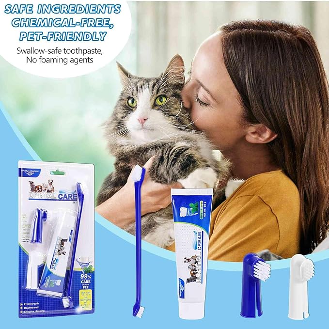 Best Dog Toothbrush & Toothpaste Kit for Sheepadoodle and Other Mixed Breed Dogs Dogs - Natural Ingredients Reduce Plaque, Whiten Teeth, Freshen Breath