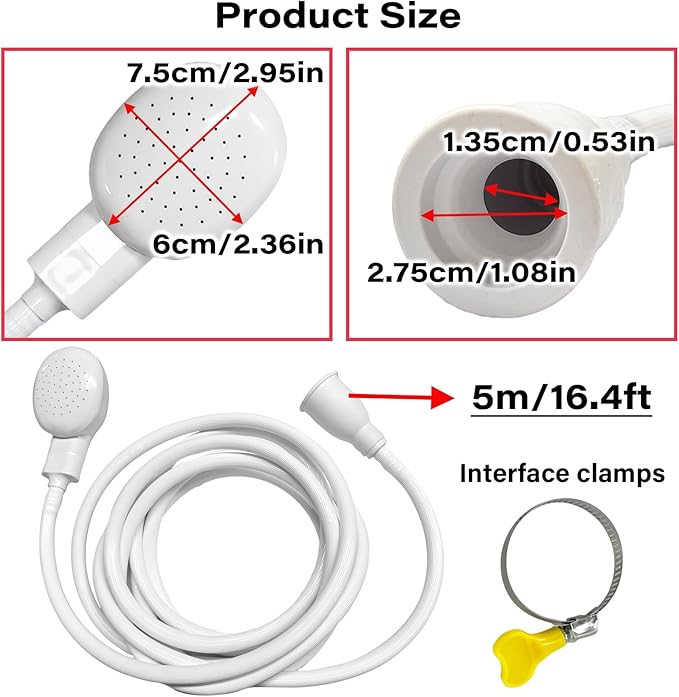 16.4FT/5M Sink Spray Hose,Faucet Sprayer Hose,Sink Hose Attachment for Portable Hand Held Shower Head Sprayer,Shampoo Sprayer Hose for Bathing Baby,Pets,Washing Hair,Rinsing Vegetables
