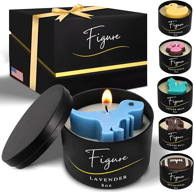 Blue Dinosaur Candle – Handcrafted Soy & Beeswax Blend with Lavender Essential Oil | Calming Candle for Kids & New Moms | Helps Relax & Sleep | Cute Dino Gift, Clean Burn, Made in USA