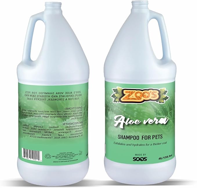 Zoo’s Aloe Vera Pet Shampoo Moisturize Skin Fast Absorbing Reduce Odors for Dog and Cat (4L / 1.32 gal)