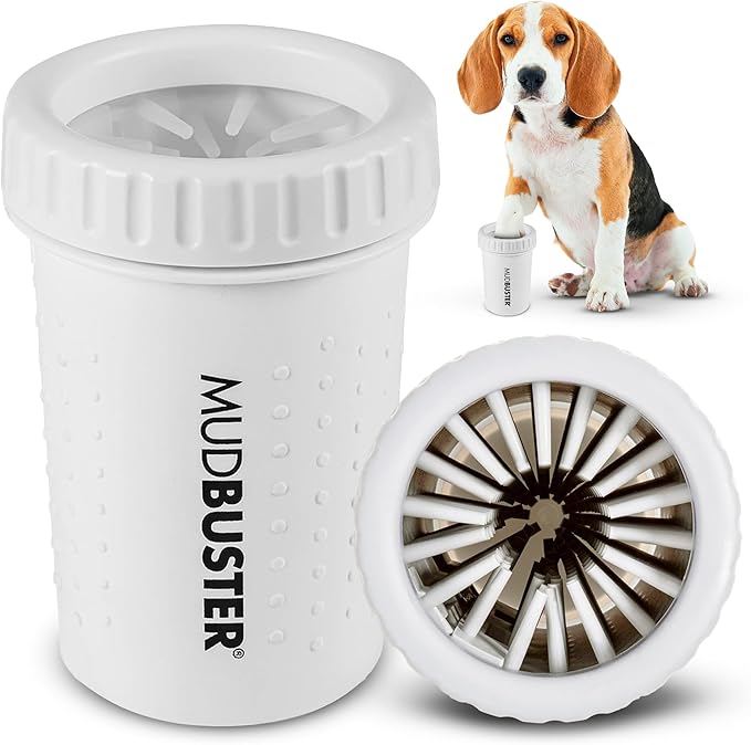 Dexas MudBuster Portable Dog Paw Cleaner, Medium, Bright White Special Edition, Premium Pet Supplies and Accessories