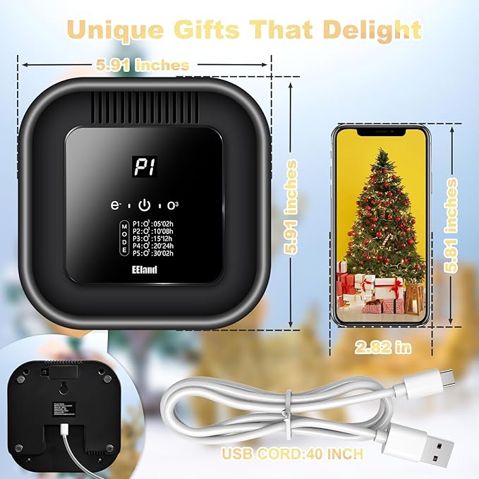 Cat Litter Deodorizer – 99% Odor Removal, Ozone Air Purifier for Pets, Strong Odor Eliminator for Litter Box, Toilet, Closet, Cabinet, Shoe, Garage, Small Room – Black