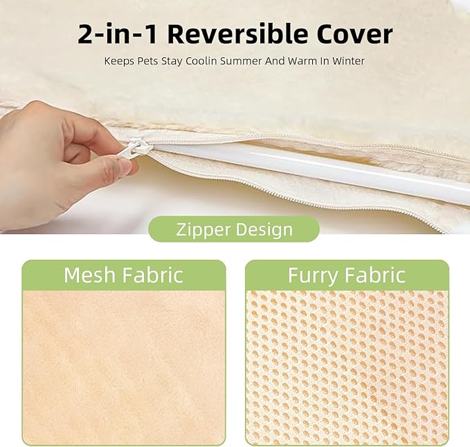 2PCS Replacement Cover for Cat Window Perch, M Size Cordless Cat Window Hammock Bed Accessories, Reversible Breathable/Warm Seat Cover for Inside (White, 20.4" L x 11.8" W)