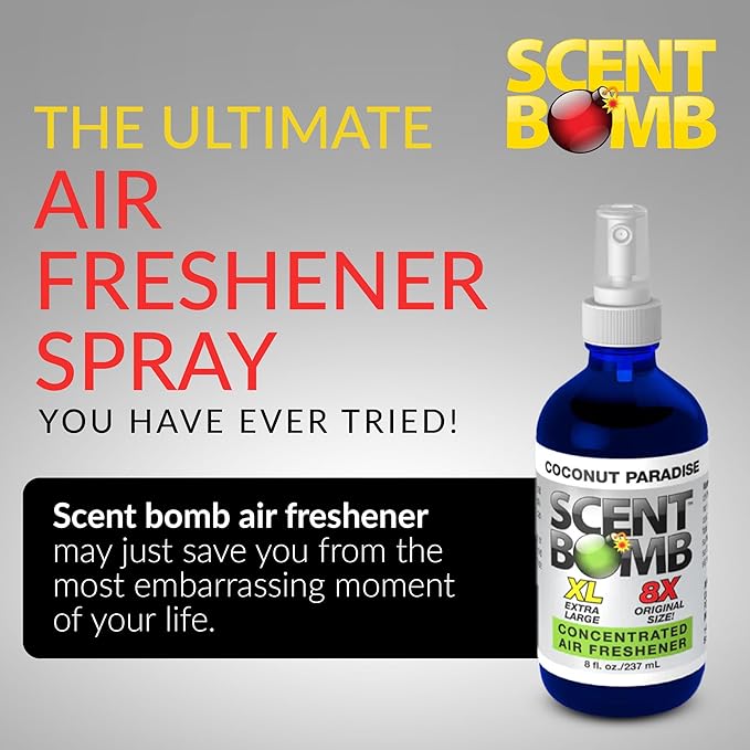 Scent Bomb Air Freshener Spray, Long-Lasting Odor Eliminator for Home & Car, Effective Deodorizer Spray for Kitchen, Bathroom, Fresh Room Spray & Smell Neutralizer, Coconut Paradise
