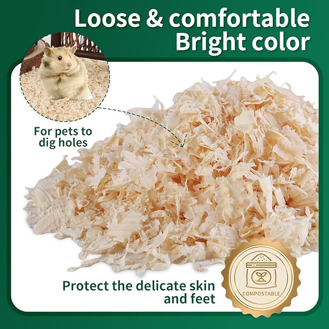 35oz Natural Aspen Wood Pet Bedding – Low Dust, Odor Control & Ultra Absorbent Shavings for Hamsters, Parrots, Guinea Pigs & Small Animals